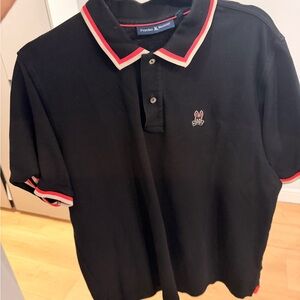 Psycho Bunny Black Polo with Red and White Trim